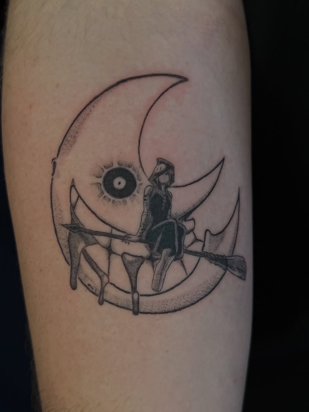 Tattoo by @tofuskintattoo — anime, black_and_grey