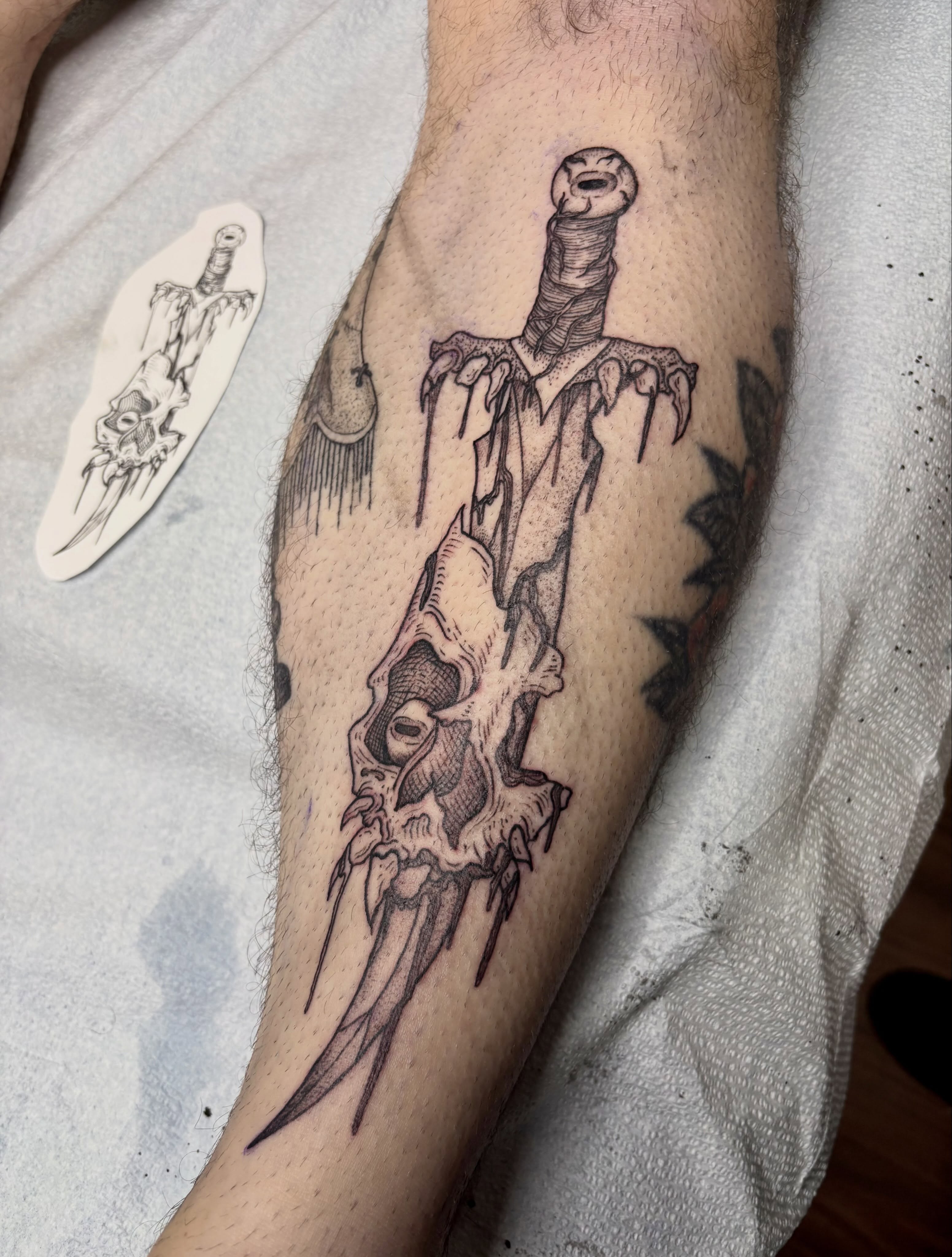 Tattoo by @softcorehorror — black_and_grey, realism