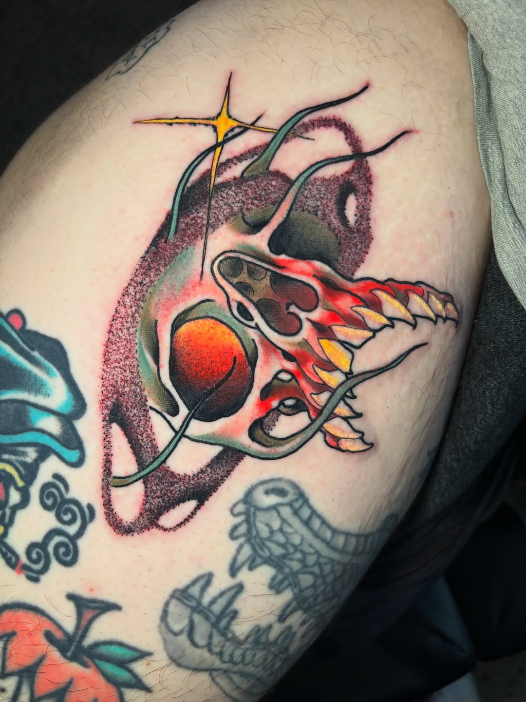 Tattoo by @mattydarkside — trash_polka, neo_traditional