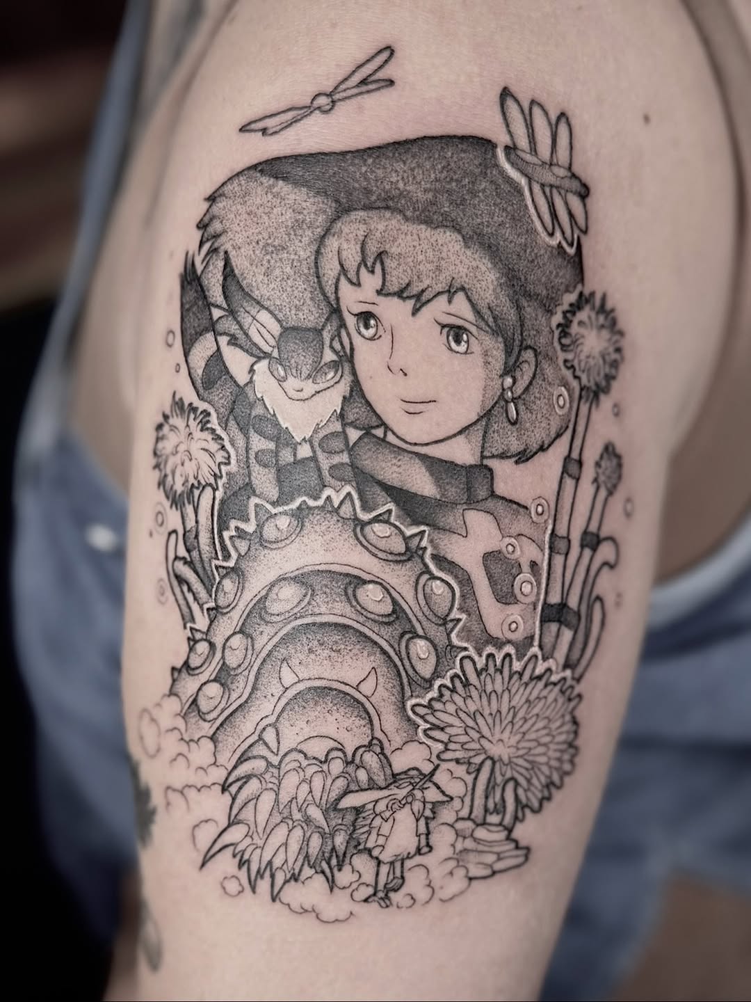 Tattoo by @anniebone_tattoo — anime, dotwork