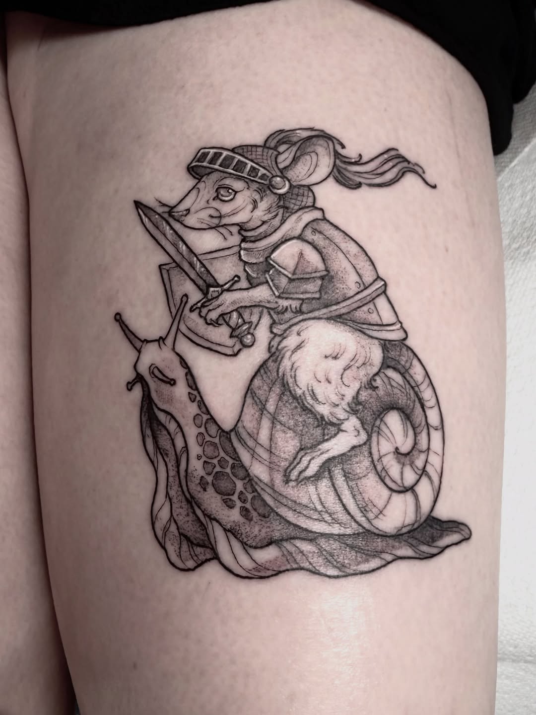 Tattoo by @anniebone_tattoo — illustrative, black_and_grey