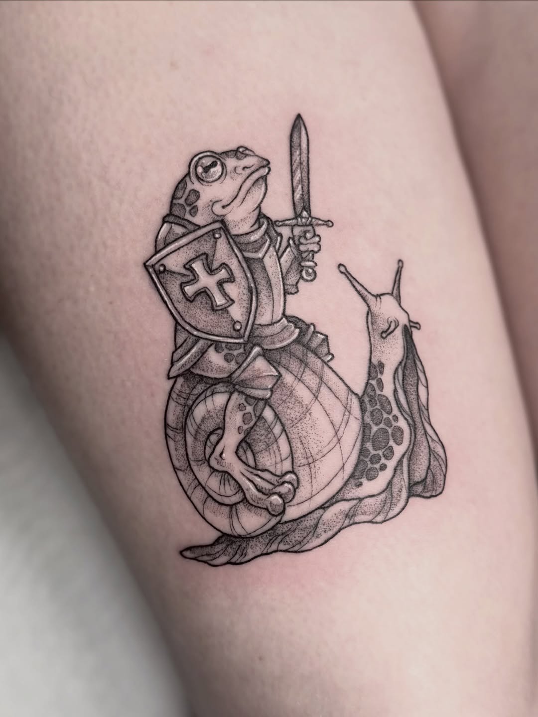 Tattoo by @anniebone_tattoo — illustrative, dotwork