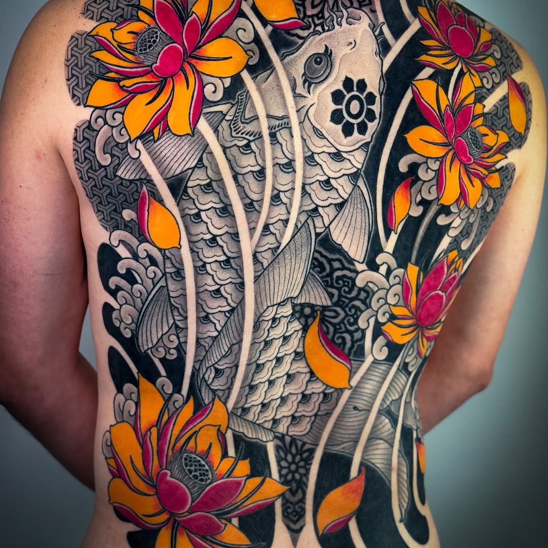 Tattoo by @ariesrhysing — japanese_irezumi, black_and_grey