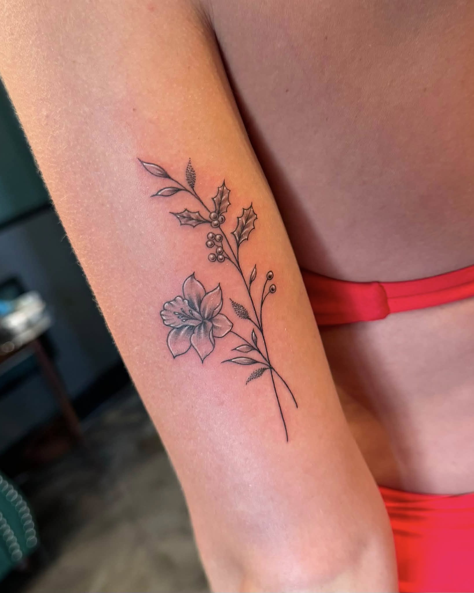 Tattoo by @justinrednourtattoo — black_and_grey