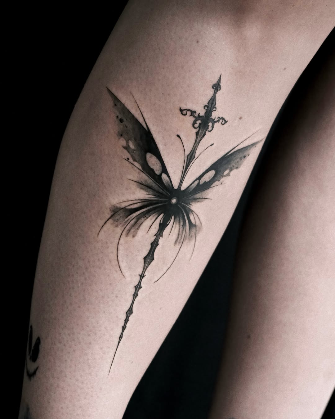 Tattoo by @melo_tatt — black_and_grey, dark_realism