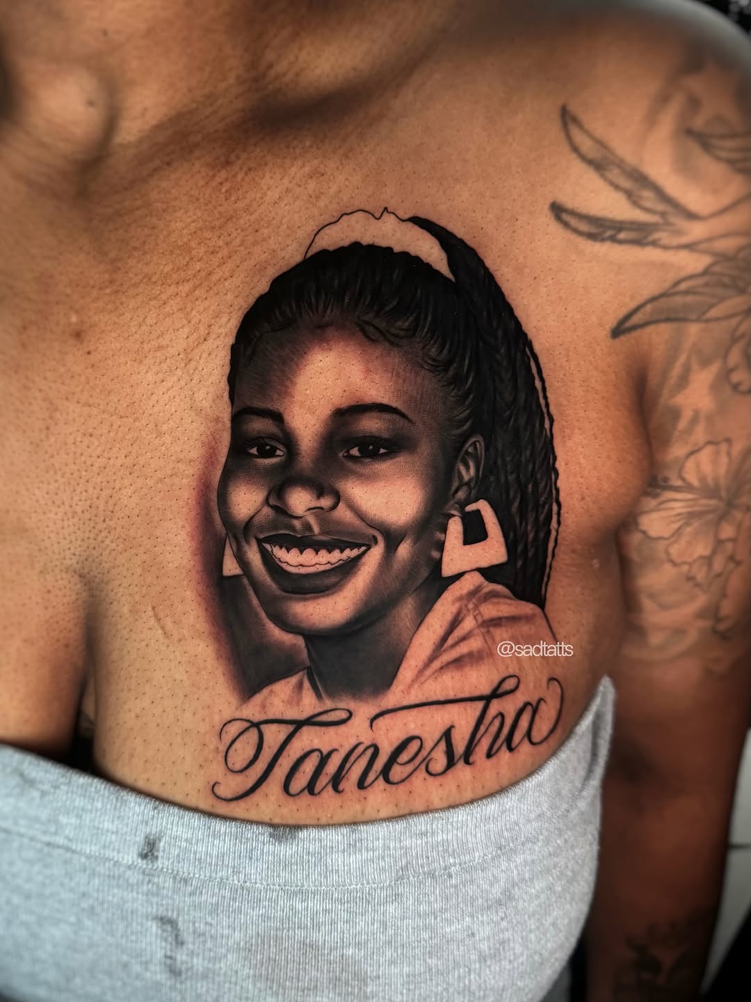 Tattoo by @sadtatts — realism, lettering_script