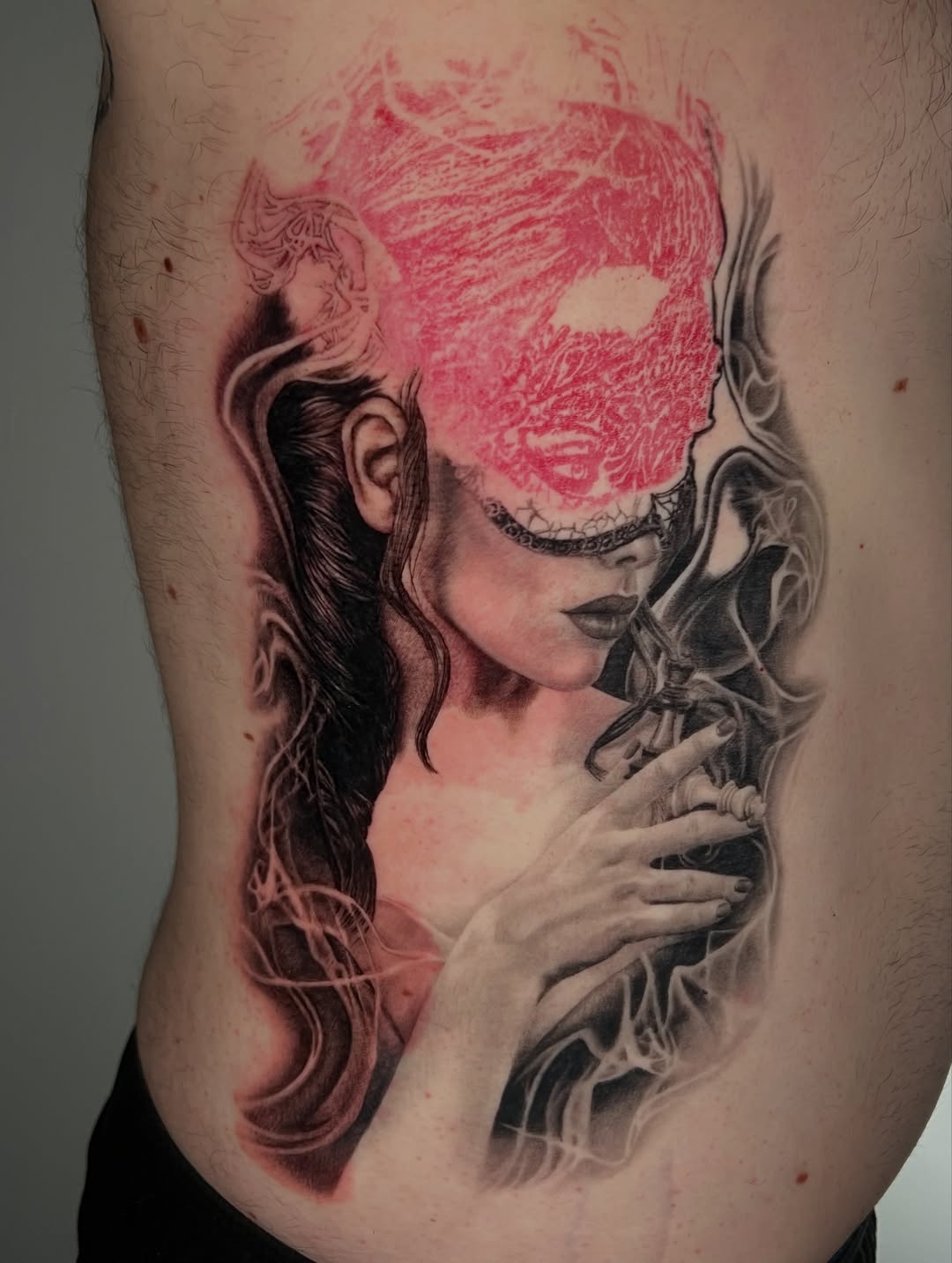 Tattoo by @zombiecattats — realism, black_and_grey