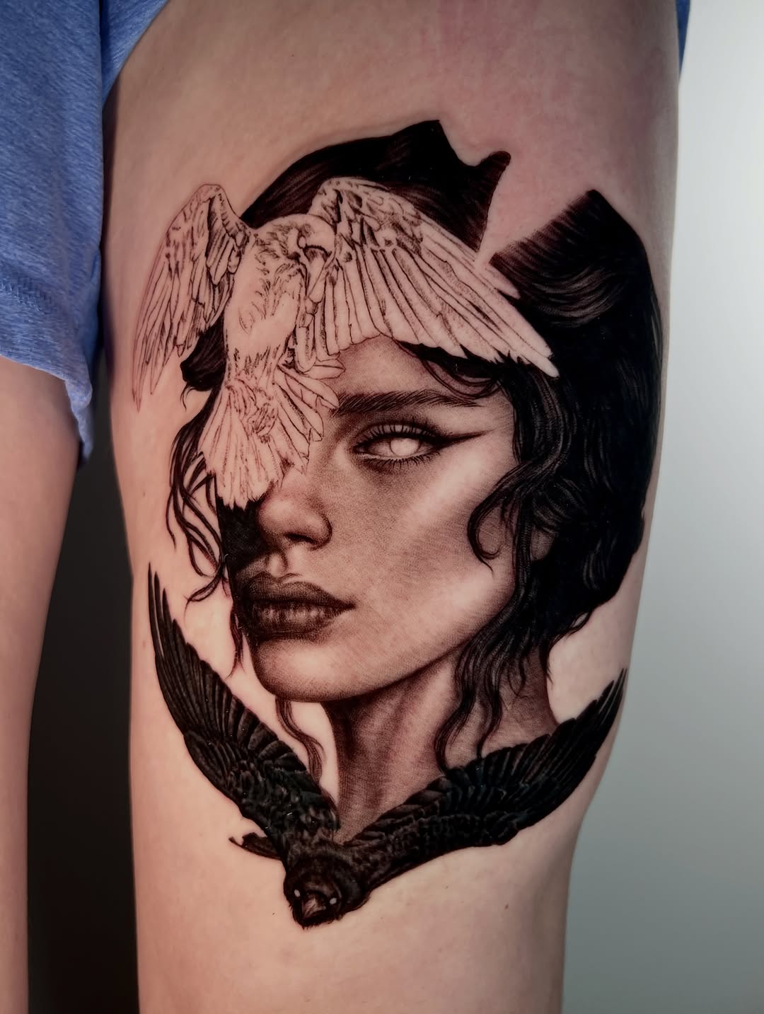 Tattoo by @zombiecattats — realism, black_and_grey