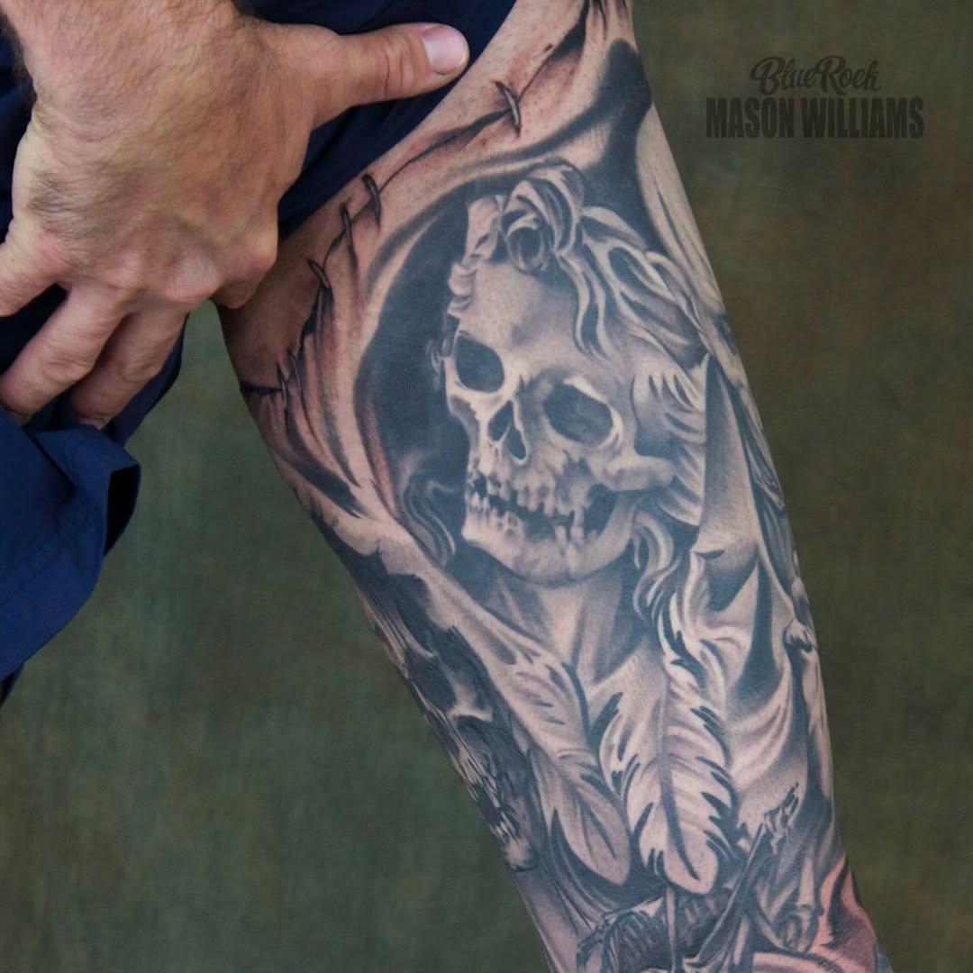 Tattoo by @arclighttattoo — black_and_grey, realism