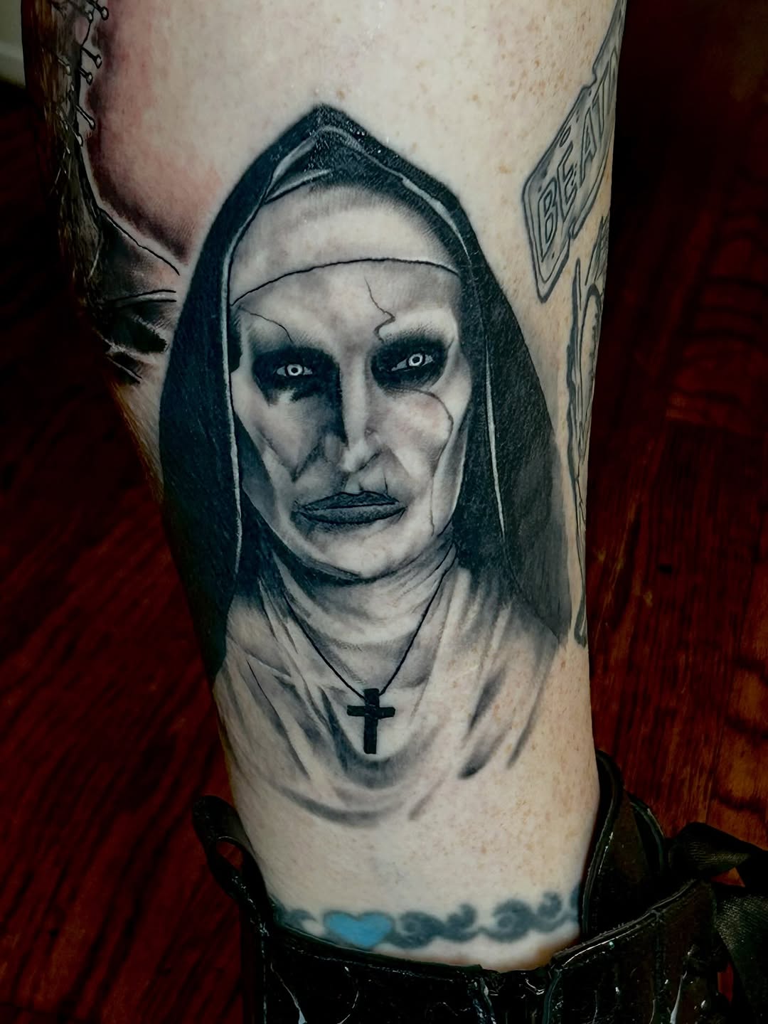 Tattoo by @gothictatts1994 — realism, black_and_grey