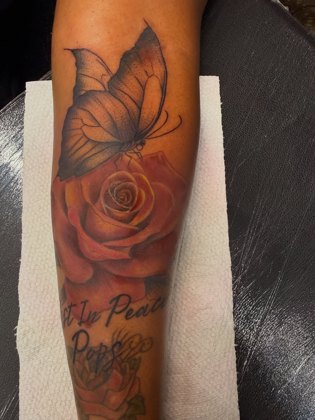 Tattoo by @thatgirlbutta — realism, lettering_script