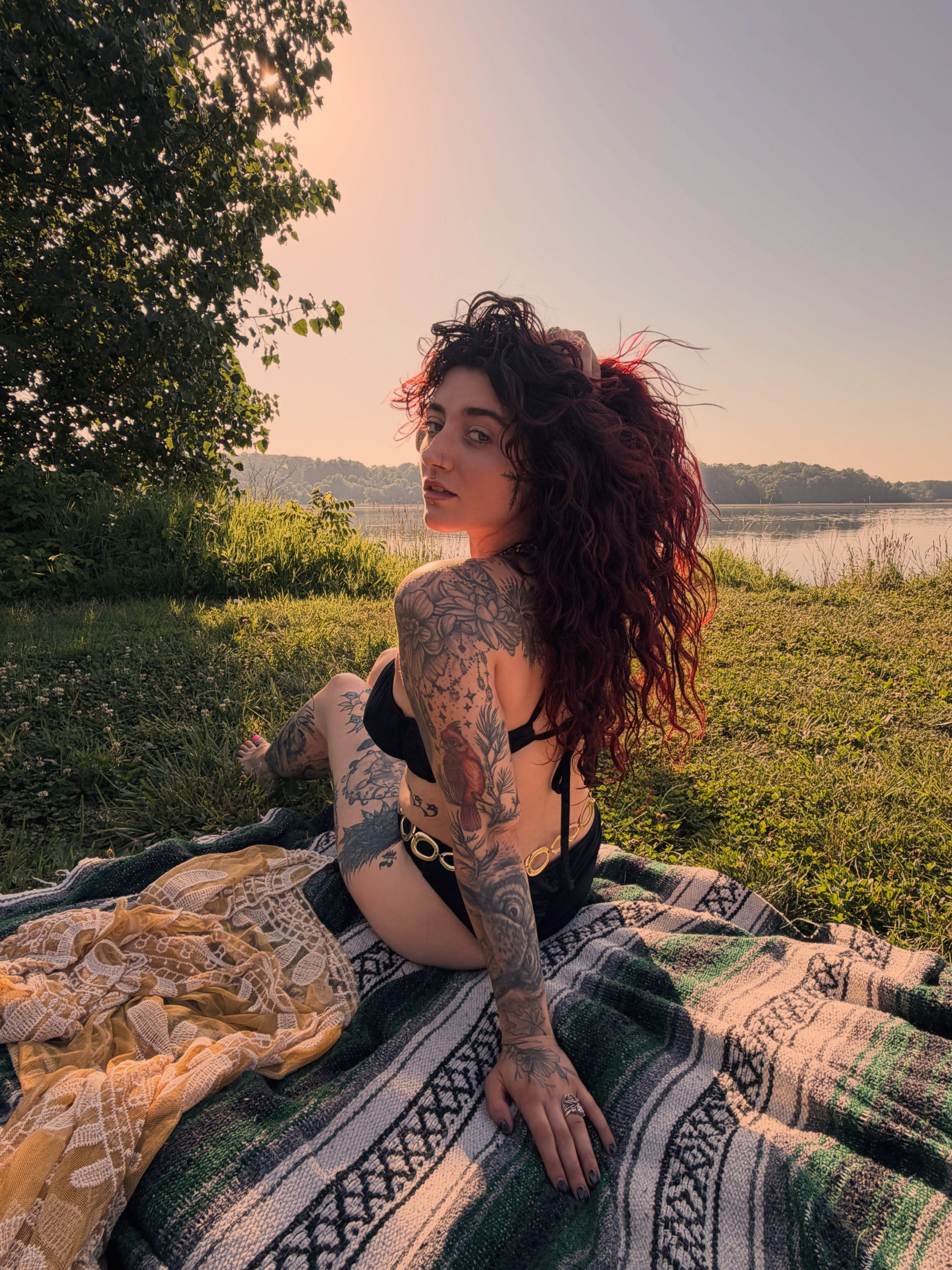 Floral American traditional tattoo on the torso by Summer Christman