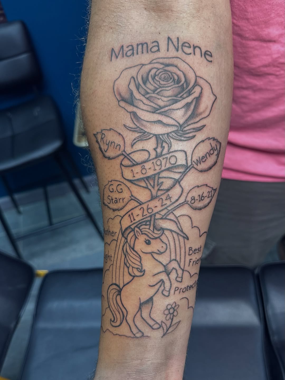 Tattoo by @mikailajean.designs — lettering_script, fine_line