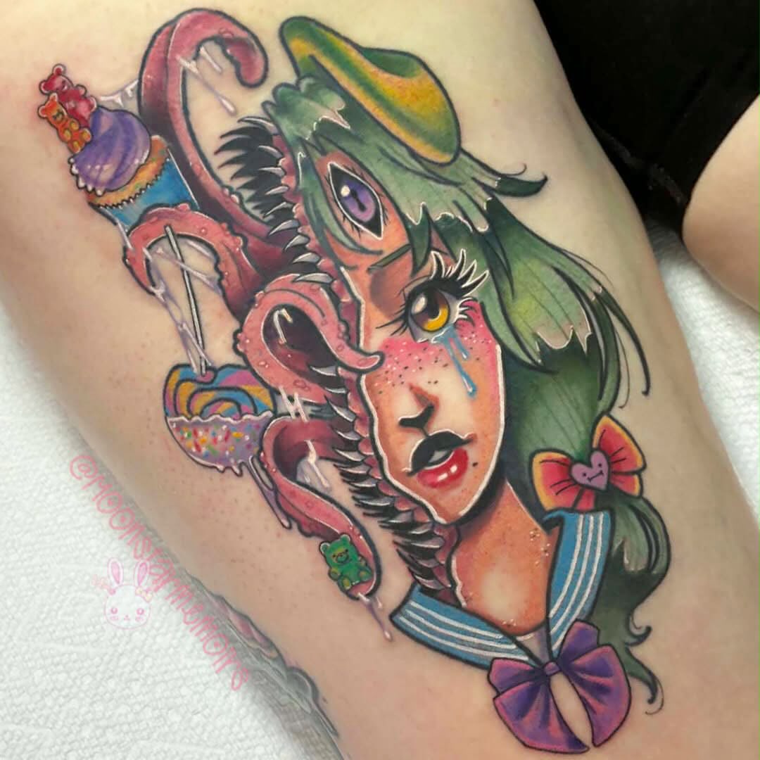Tattoo by @moonstarmemoirs โ american_traditional, surrealism