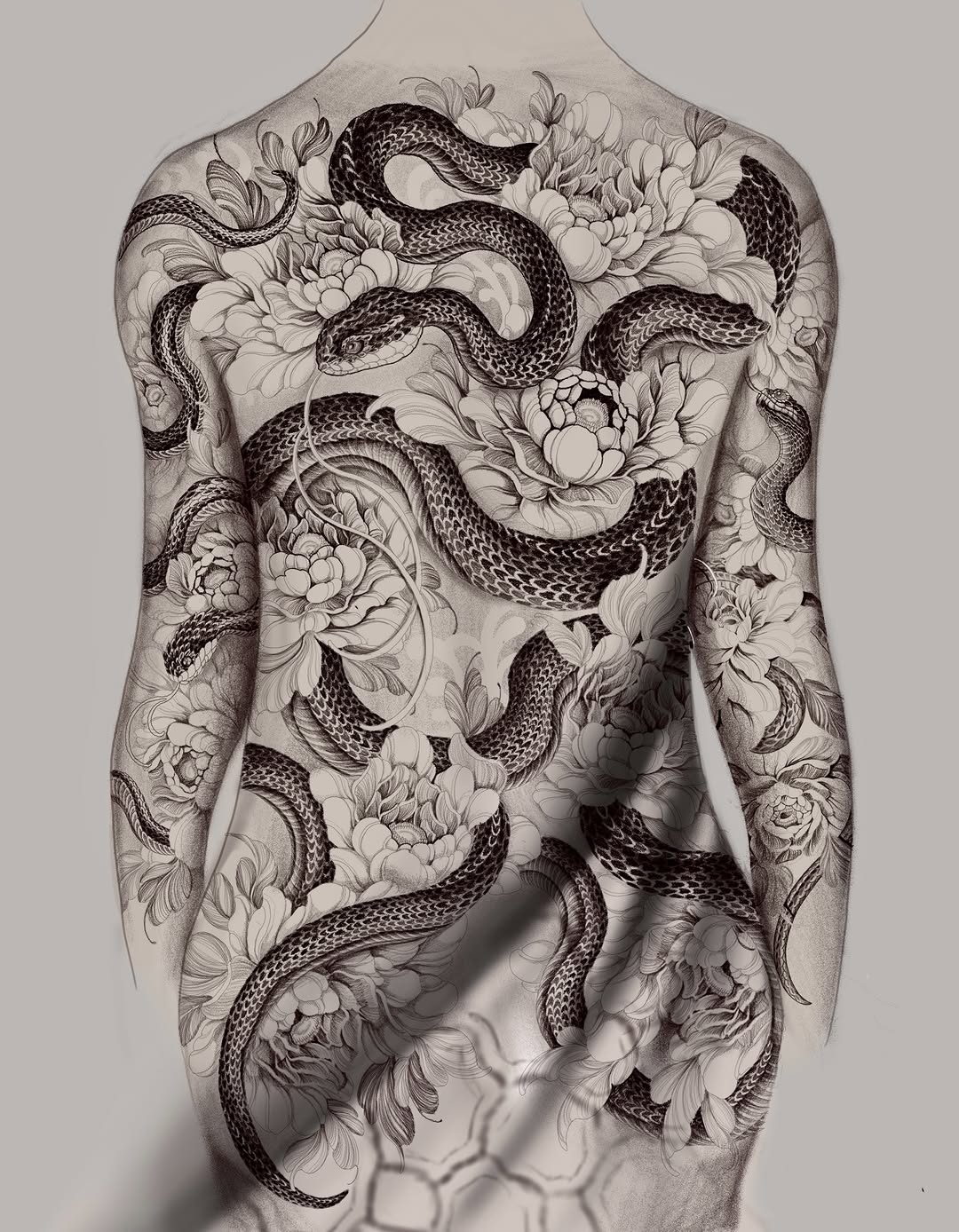 Tattoo by @yongjuntattoo β japanese_irezumi, black_and_grey
