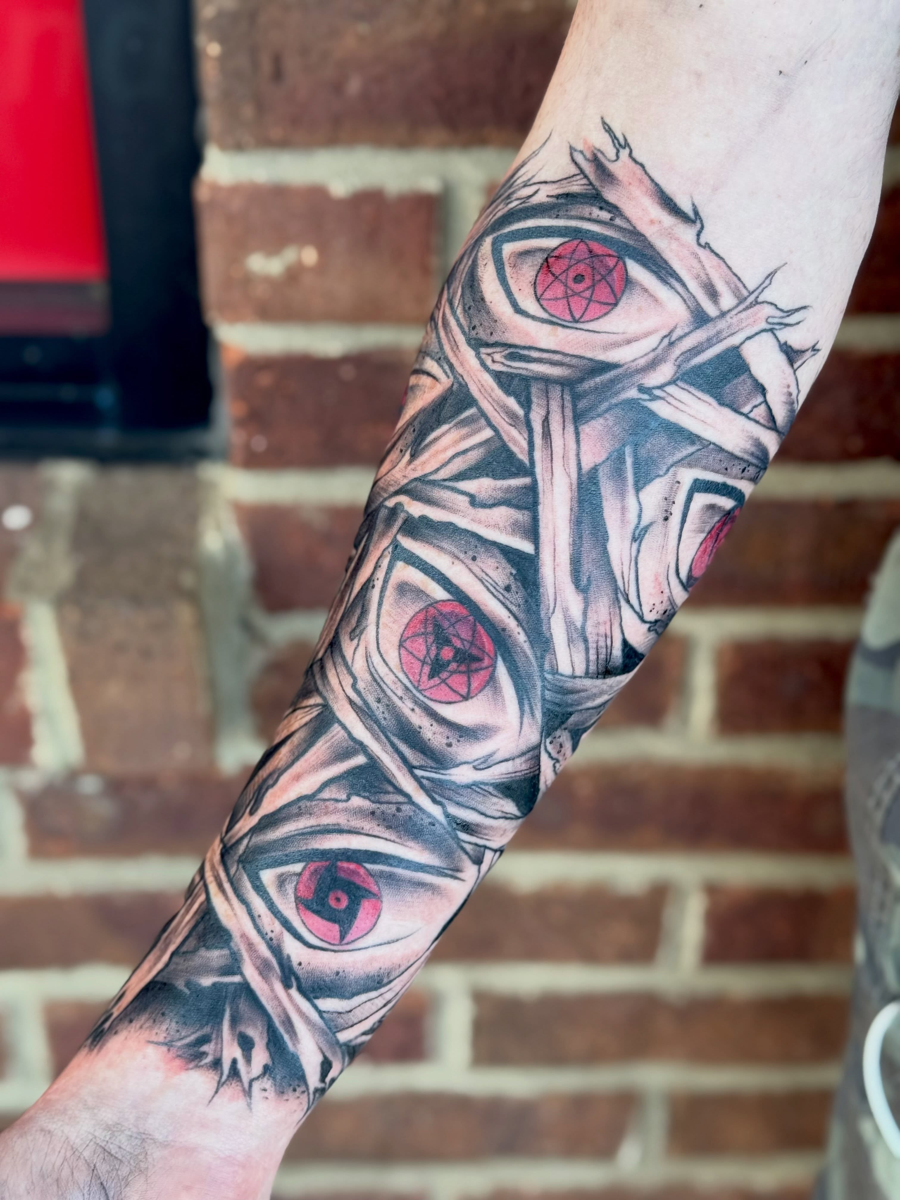 Eyes geometric tattoo on the forearm by 🗡️Abi🗡️