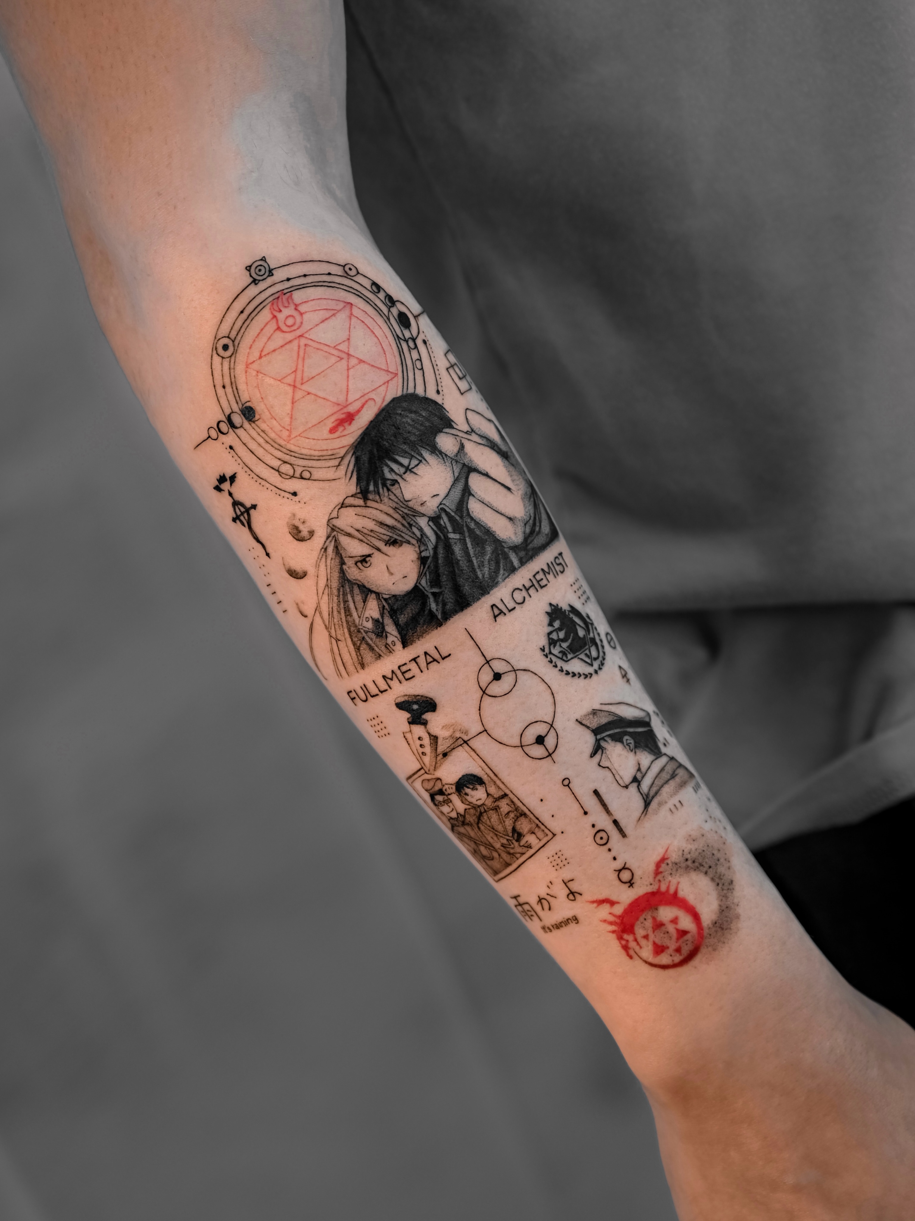 Fullmetal alchemist anime tattoo on the forearm by Kimi