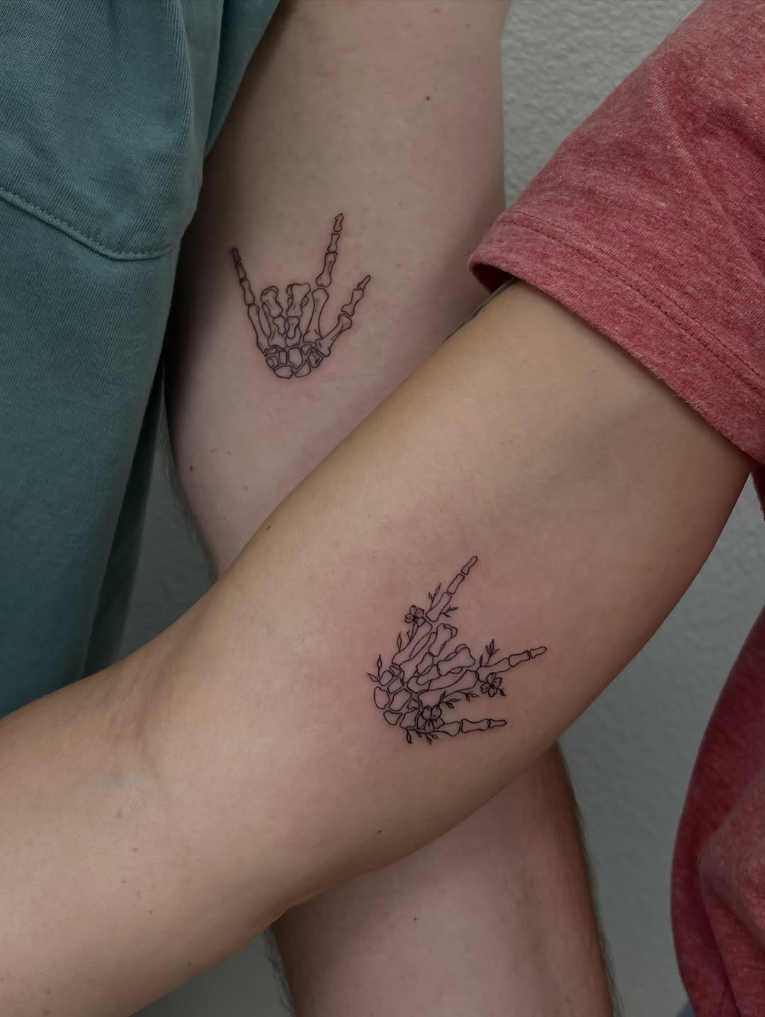 Skeleton hand with flowers minimalist tattoo on the forearm by Vanessa ♡ UTAH FINE LINE TATTOO + LIP BLUSH