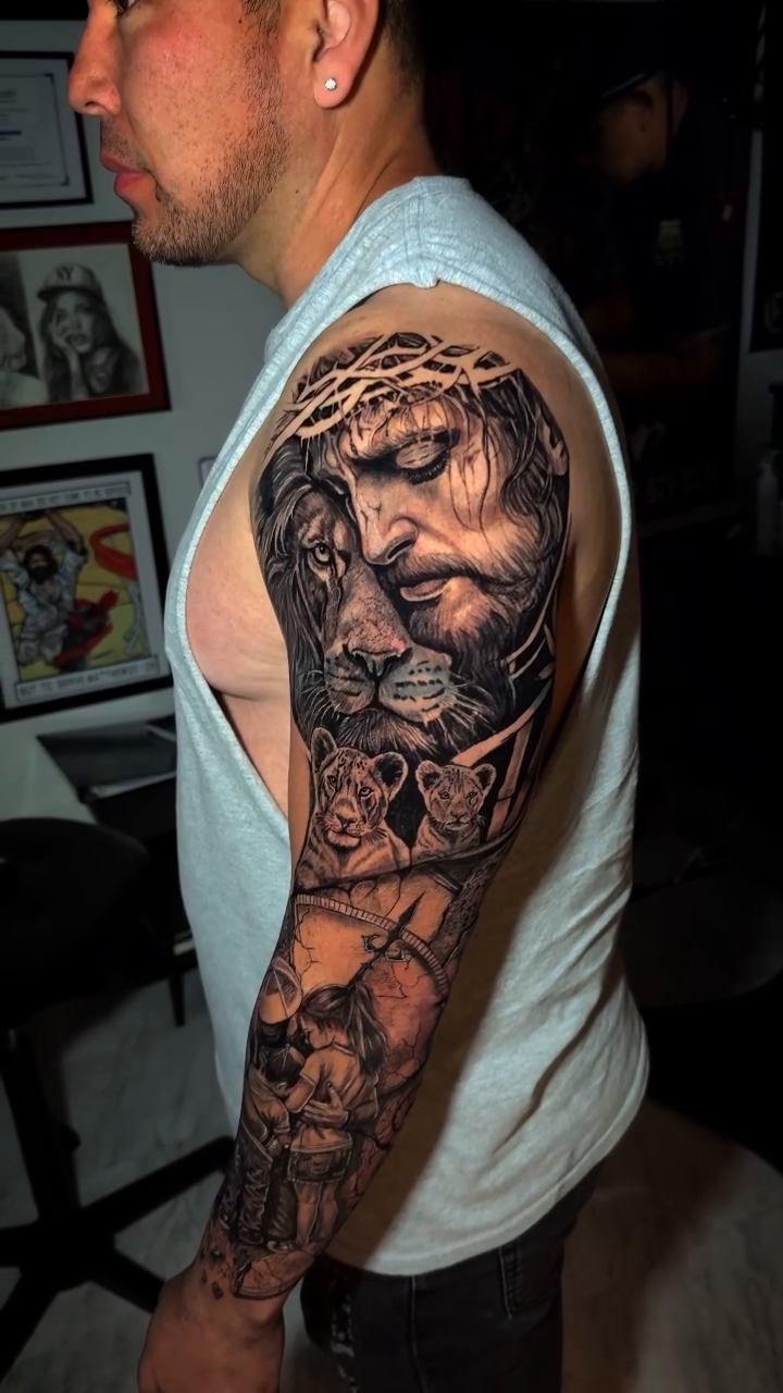 Tattoo by @erasmovasqueztattoo — realism, black_and_grey