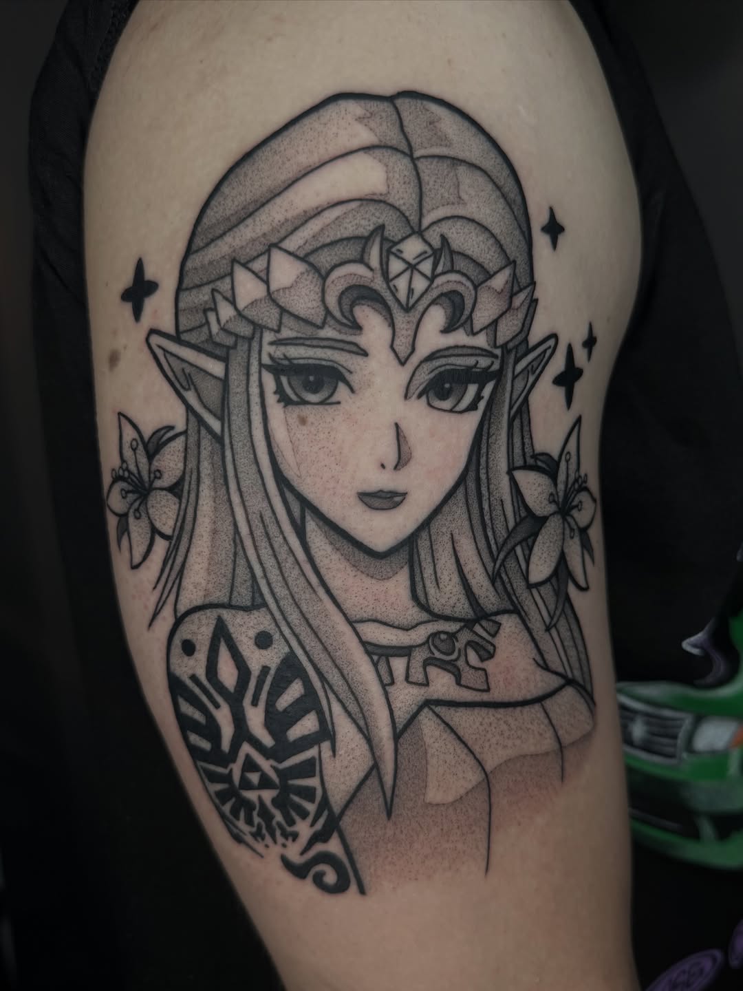 Tattoo by @donniebydesign — anime, dotwork