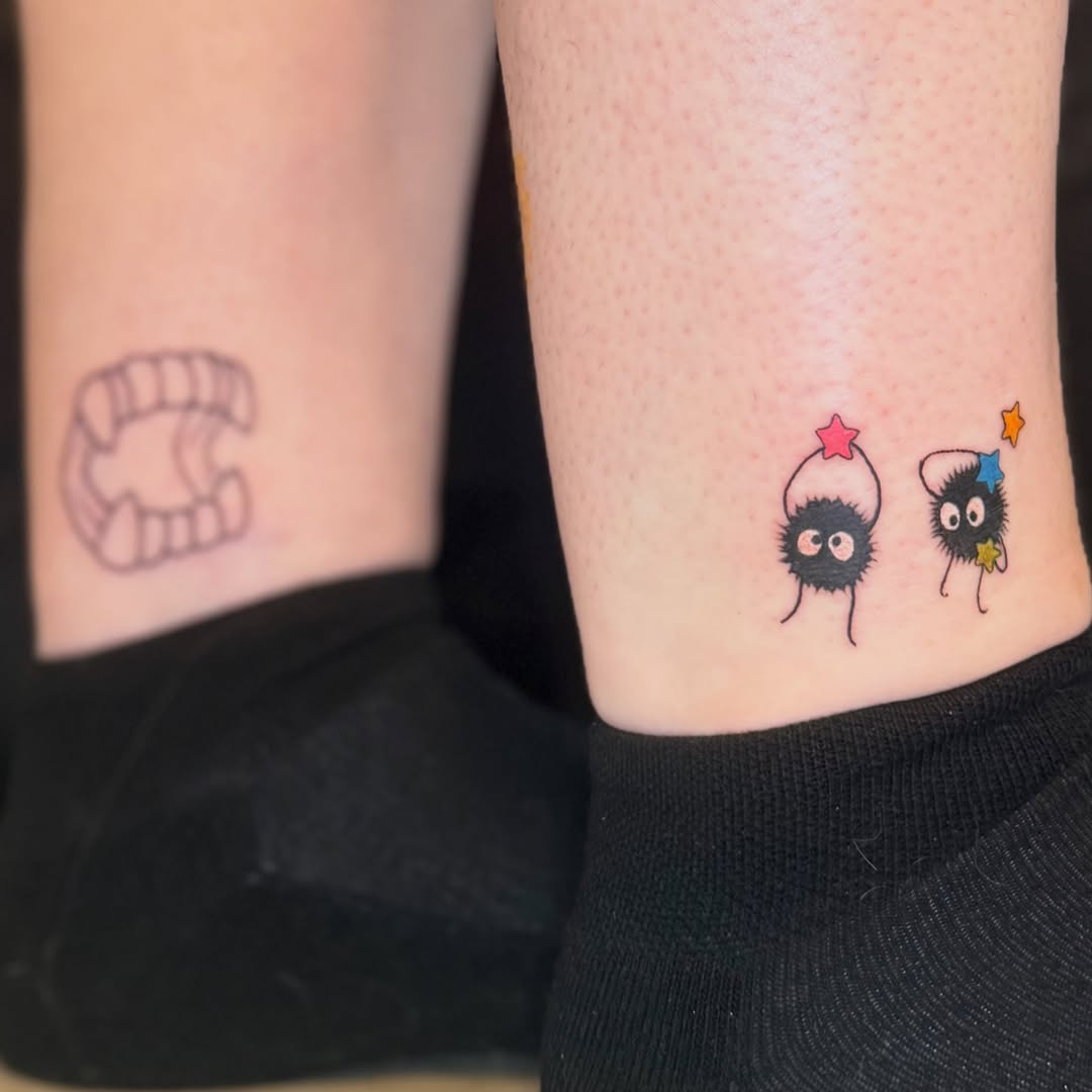 Spirited creatures dotwork tattoo on the forearm by Olivia, Royal Oak, Michigan