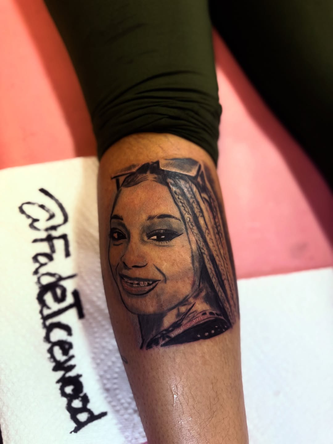 Portrait of a woman tattoo on the forearm by Uncle Fade Tattoo Artist ✍🏾