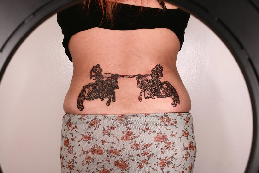 Tattoo by @chickpeatattoos — blackwork, illustrative