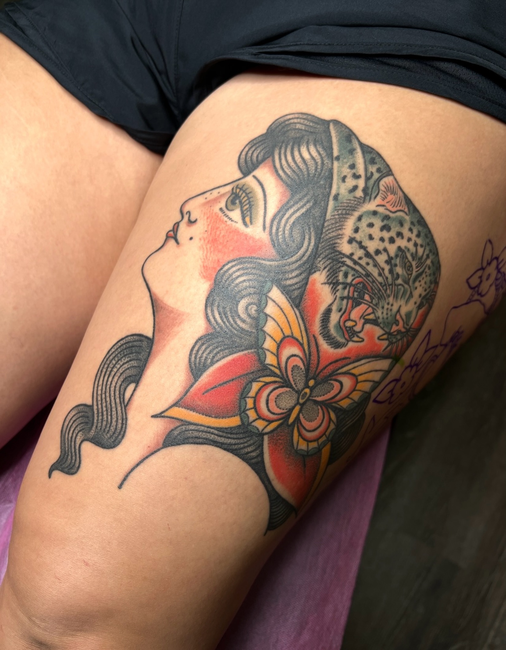 Tattoo by @brianaleflore — american_traditional, dotwork