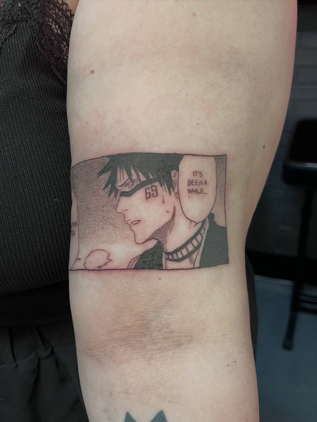 Anime character anime tattoo on the forearm by Bunny 🐰