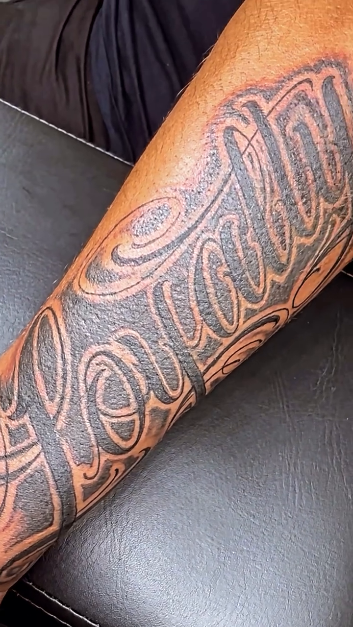 Tattoo by @colinmohamed — lettering_script, black_and_grey