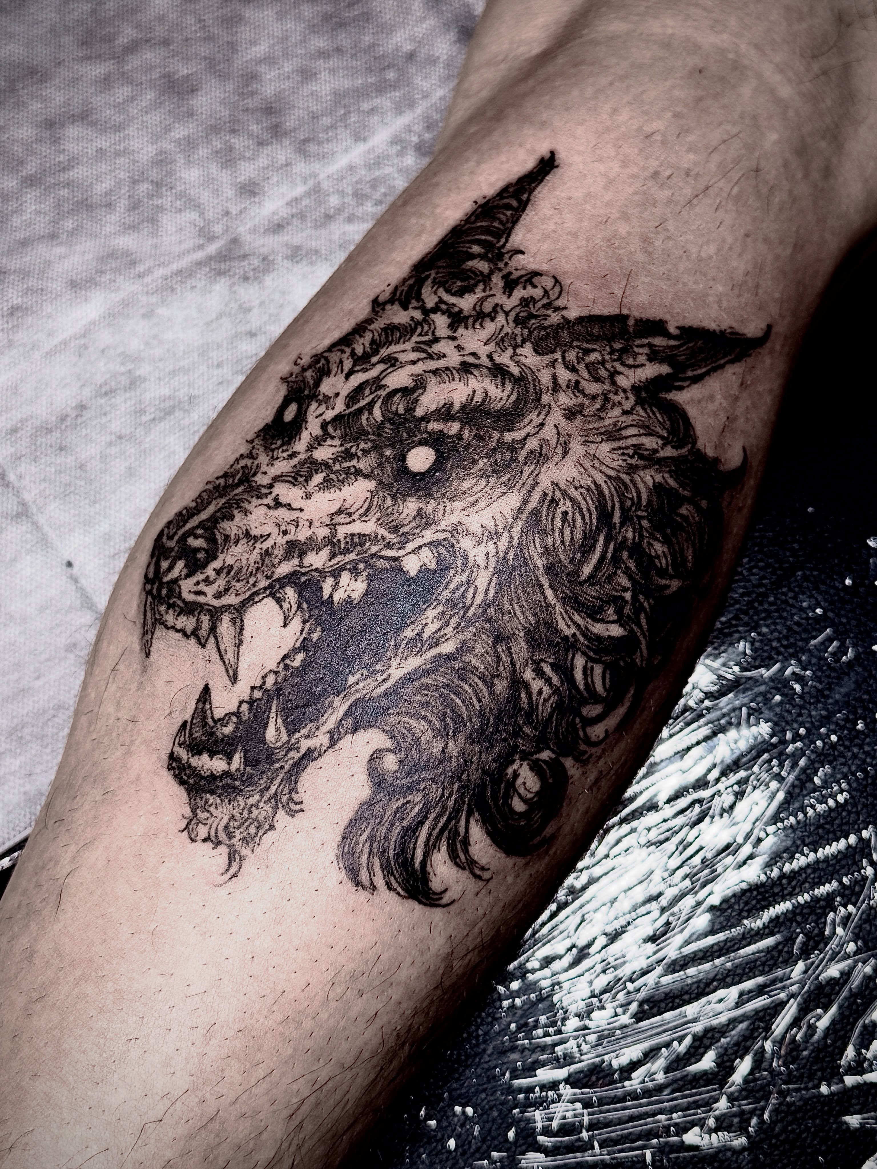 Tattoo by @hoodyink — black_and_grey, realism
