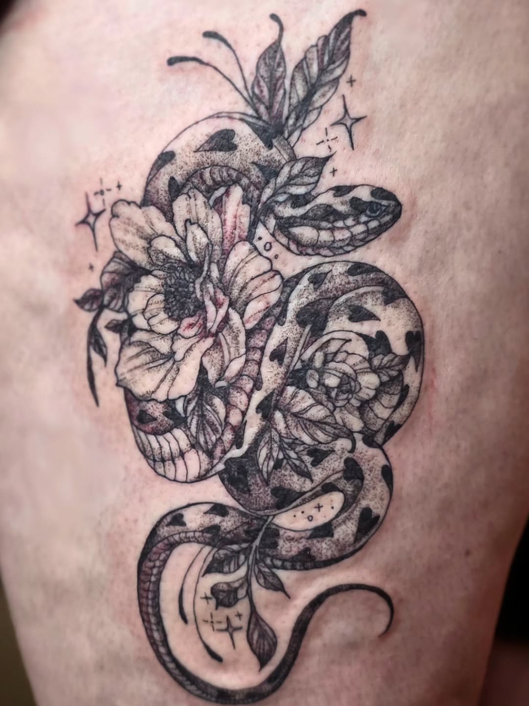 Tattoo by @junibugtat — black_and_grey, dotwork