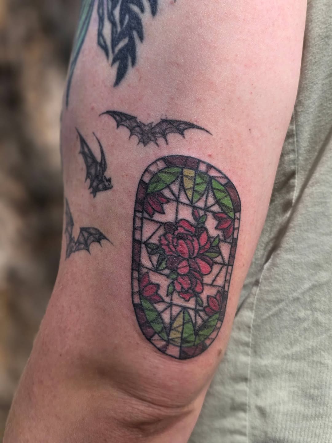 Tattoo by @junibugtat — stained_glass, realism