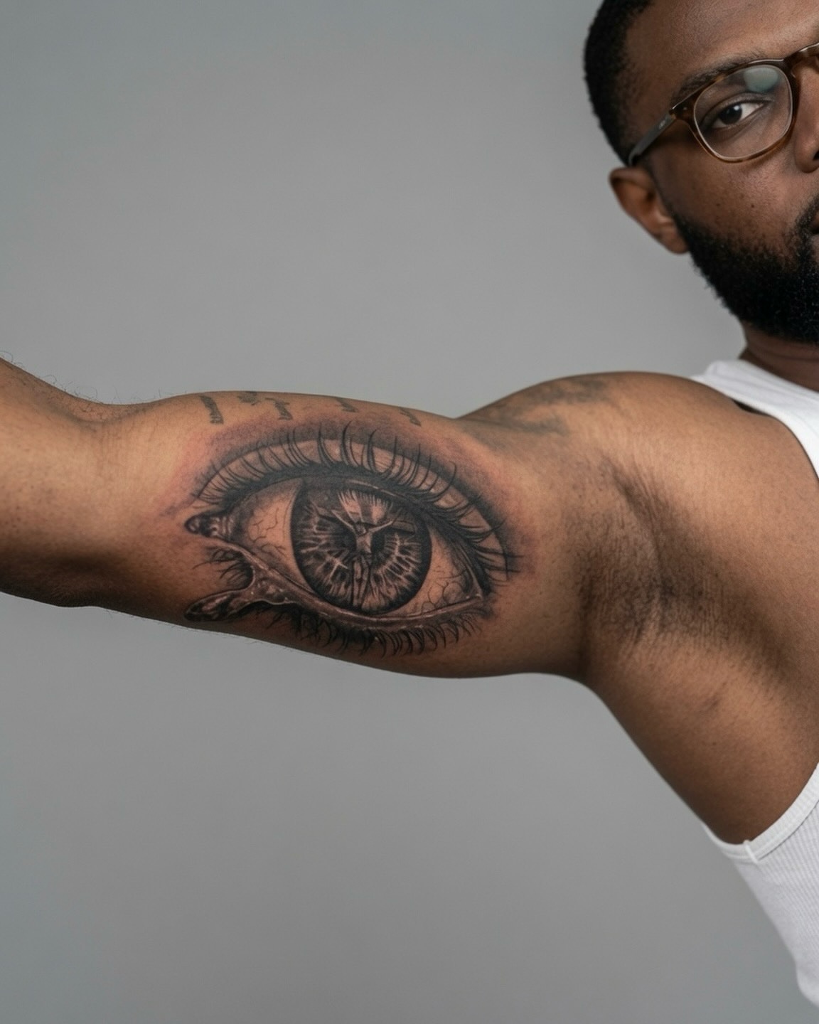 Eye realism tattoo on the forearm by Dmitrii Damoer, New York, New York