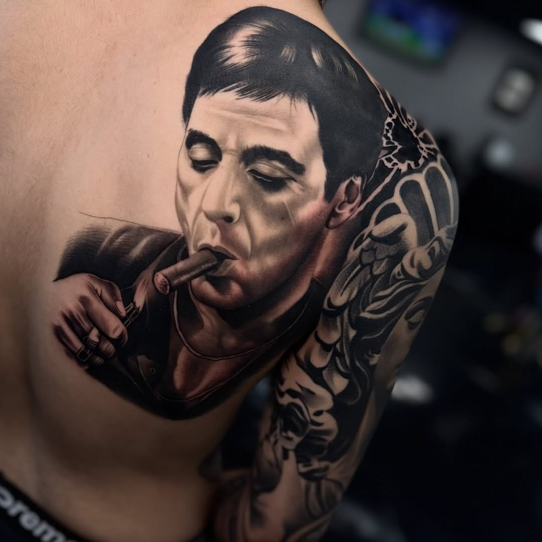Tattoo by @angel_damiangg — realism, black_and_grey