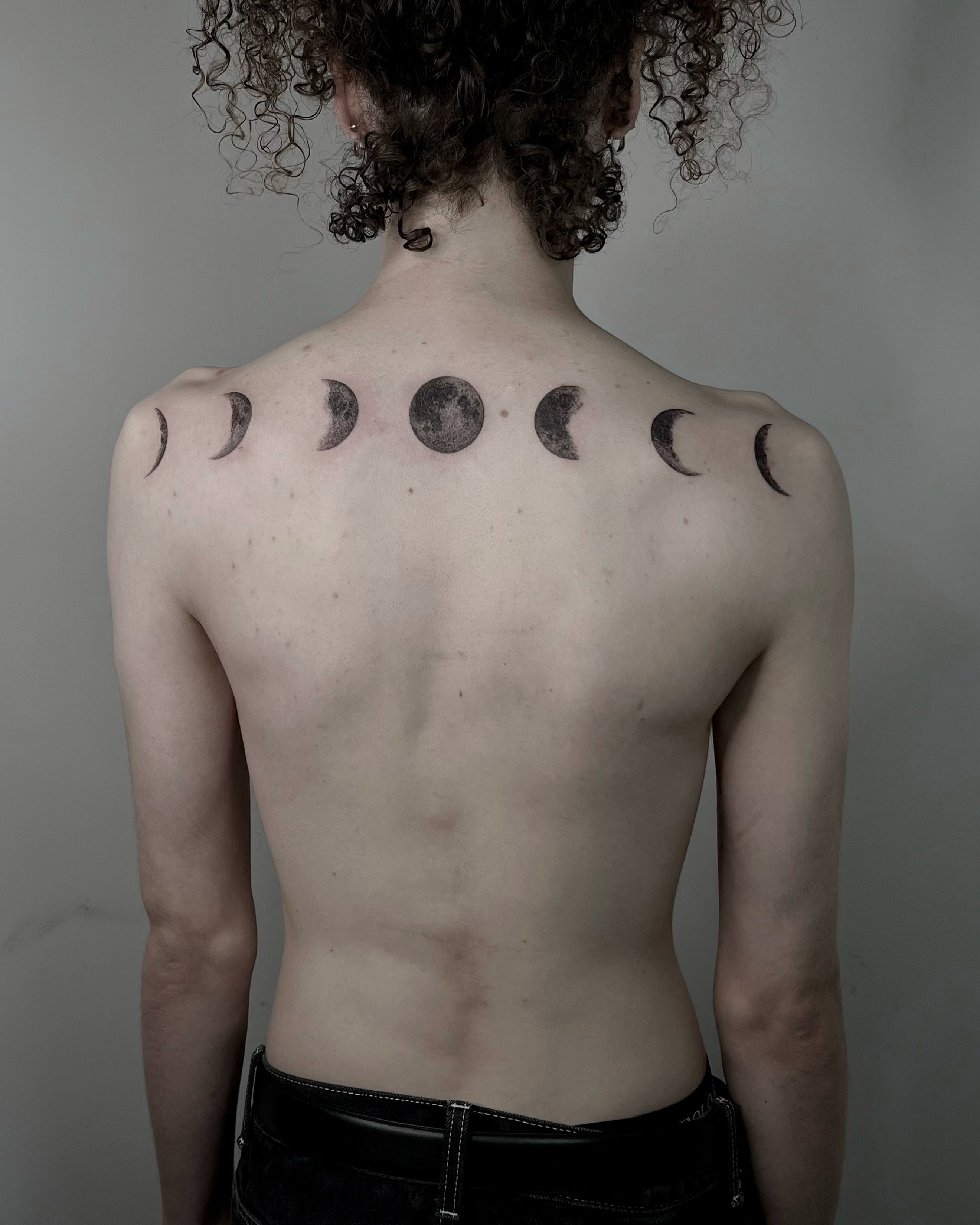 Phases of the moon black and grey tattoo by X°