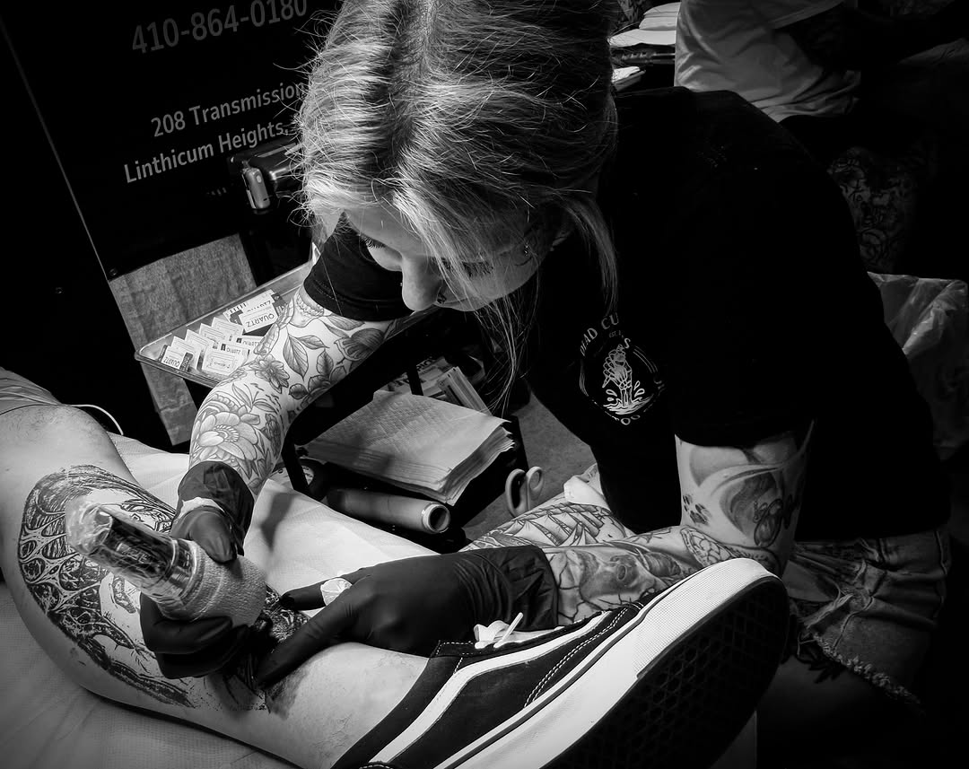 Ornamental pattern on leg tattoo on the leg by Andres Flores