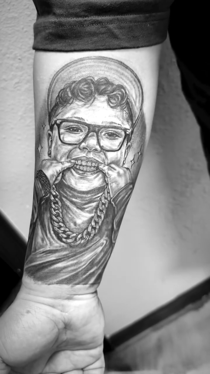Tattoo by @dktatts — realism, black_and_grey