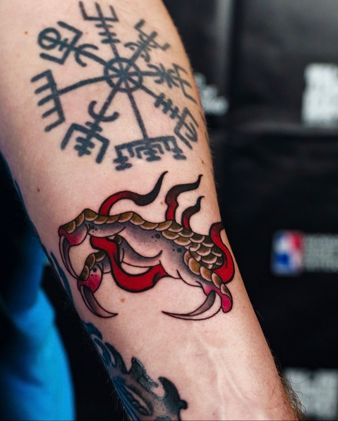 Tattoo by @willardtattoos — american_traditional, dotwork