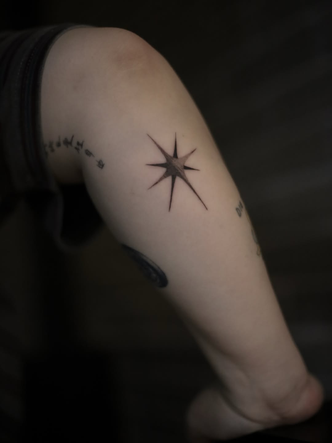 Starburst sketch tattoo on the forearm by Blight