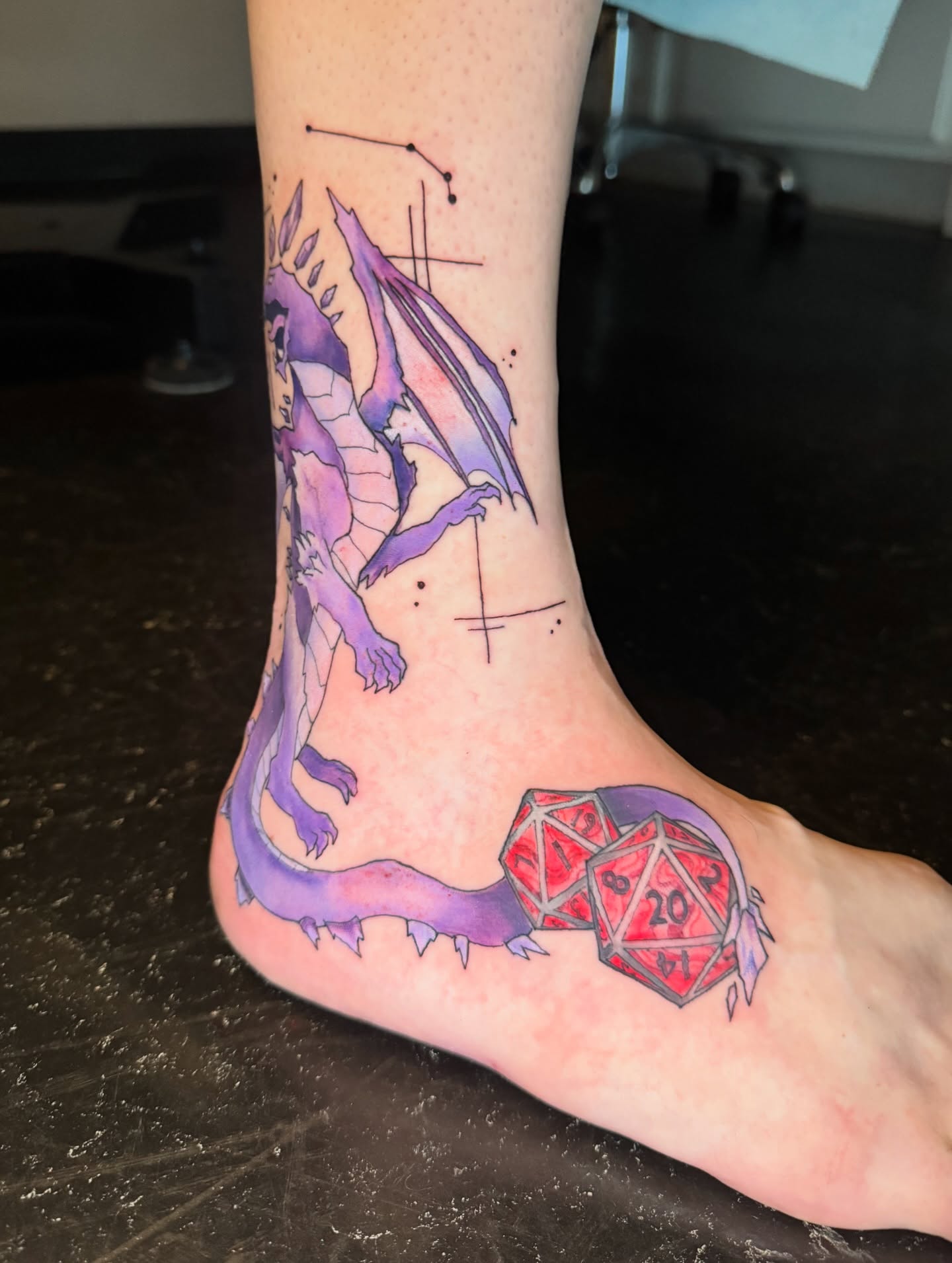 Tattoo by @izfisch — dotwork, watercolor
