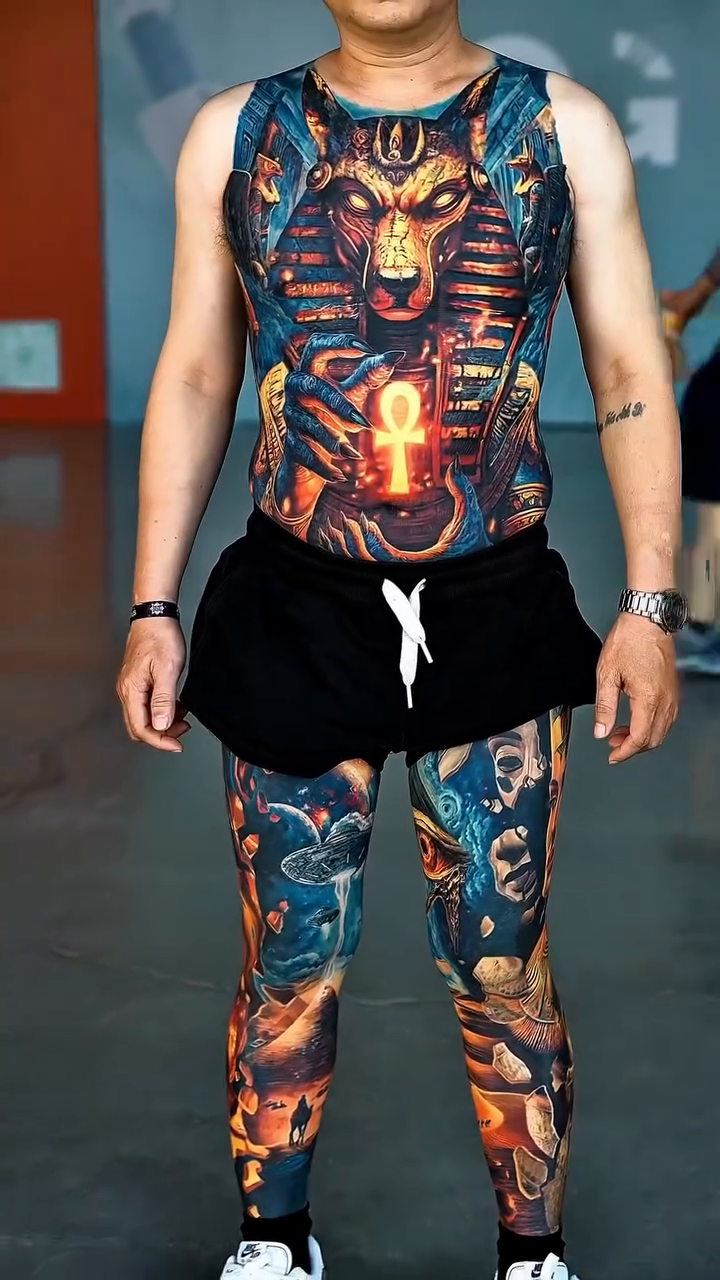 Egyptian themed full body tattoo surrealism tattoo on the leg by Bình Nguyễn