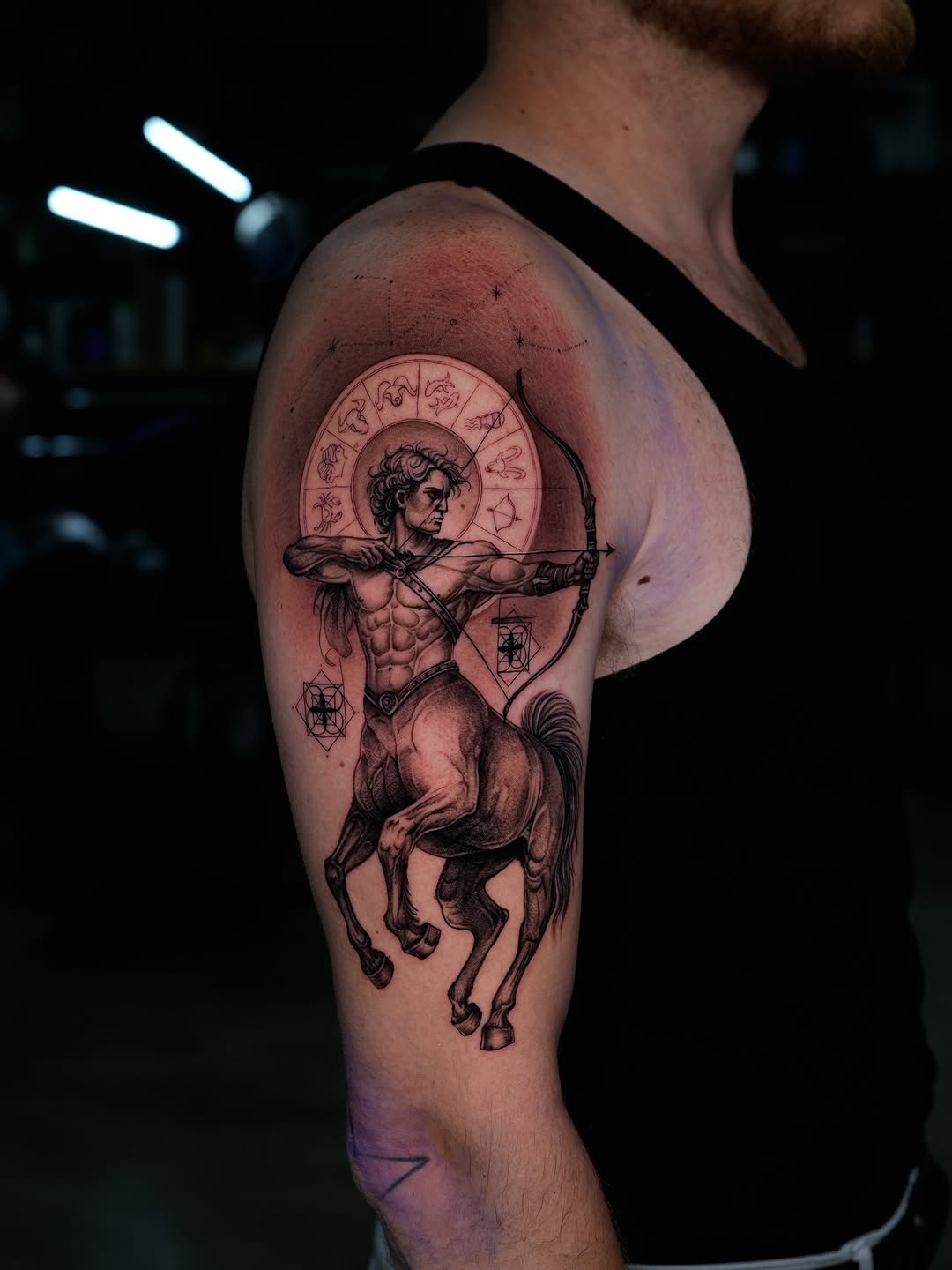 Centaur zodiac realism tattoo on the shoulder by Ink Warden  Tattoo
