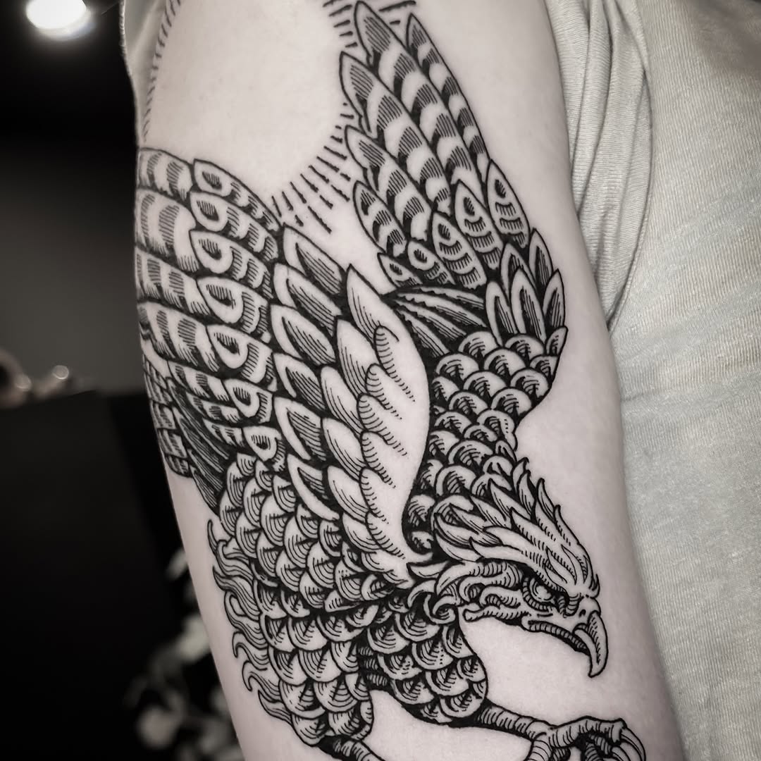 Tattoo by @dokk_vintage — blackwork, illustrative