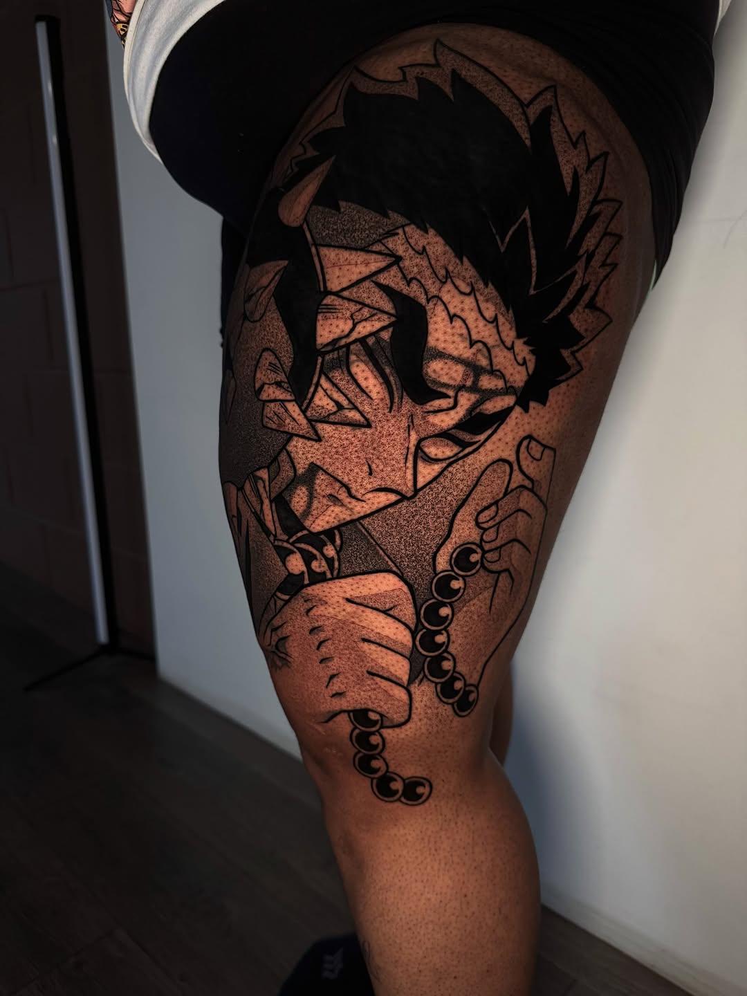 Tattoo by @rustik_uno — anime, dotwork