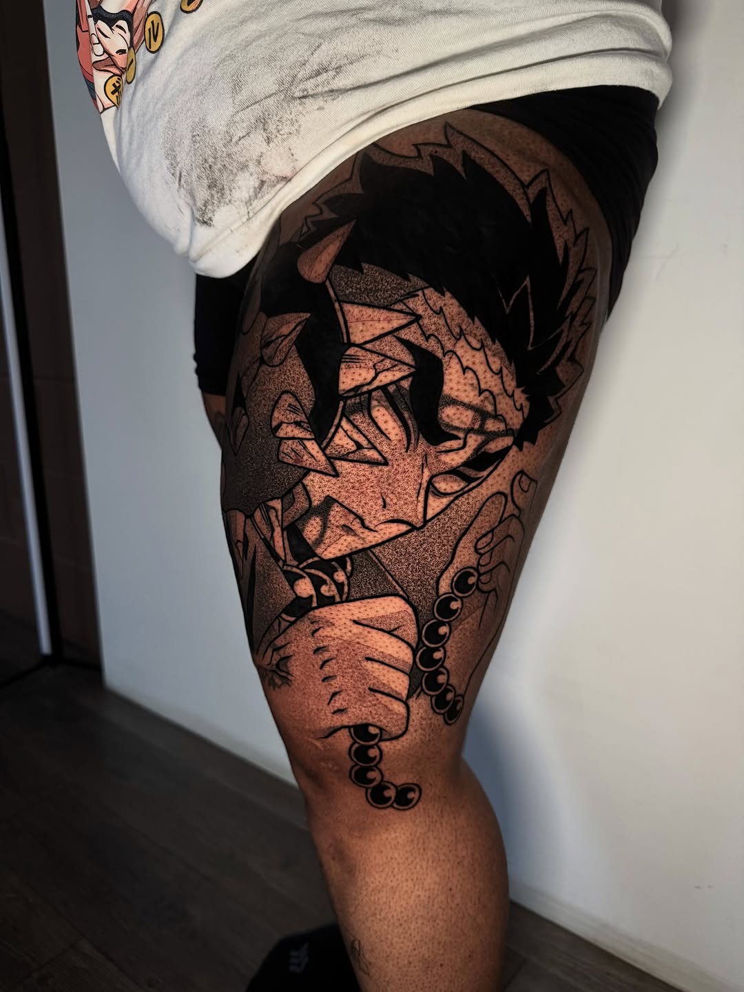 Tattoo by @rustik_uno — anime, dotwork
