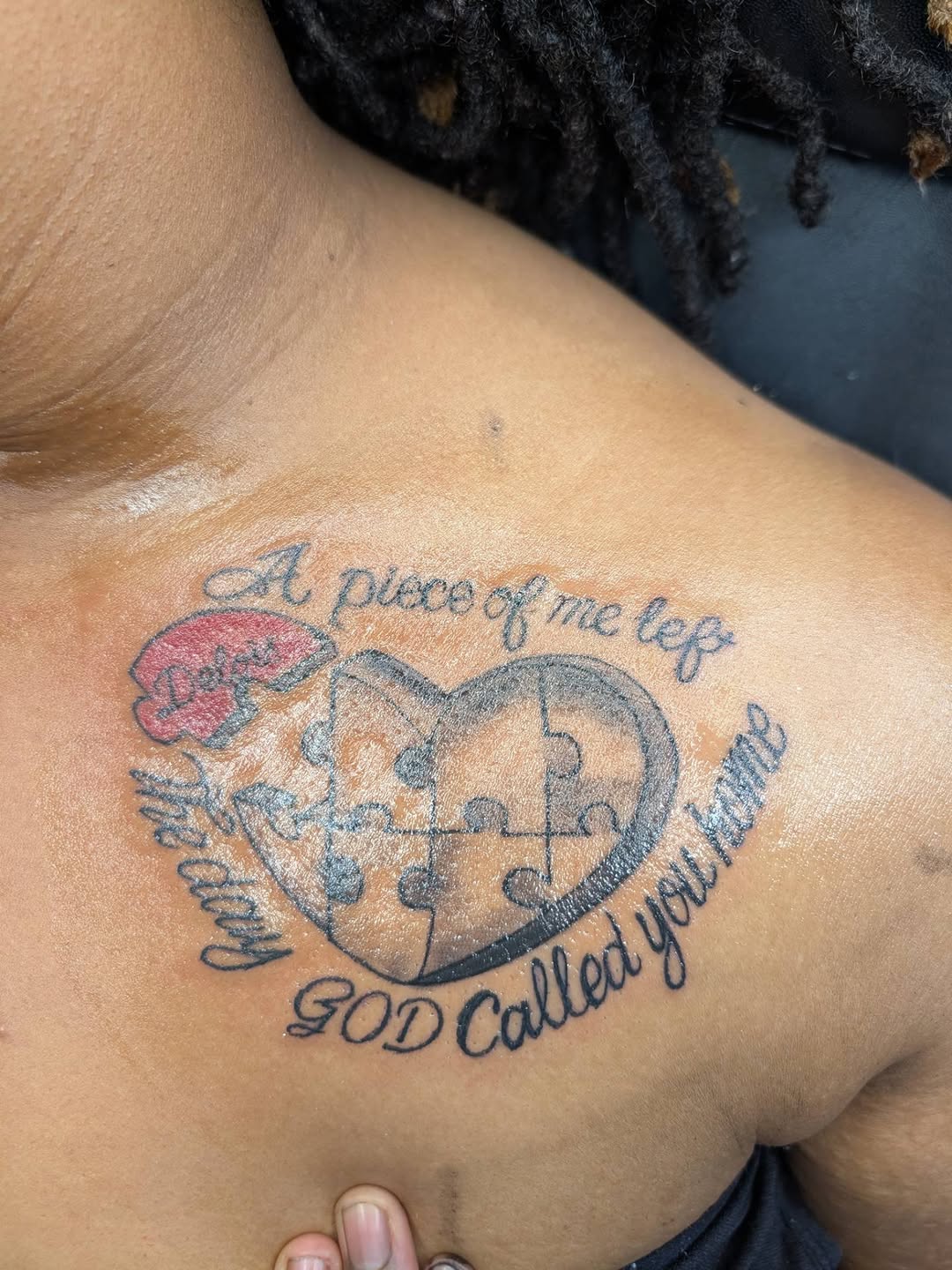 Heart puzzle with text tattoo on the chest by 𝐁𝐮𝐧𝐧𝐲 𝐒𝐡𝐨𝐩 𝐓𝐚𝐭𝐳 𝐍 𝐂𝐮𝐭𝐳