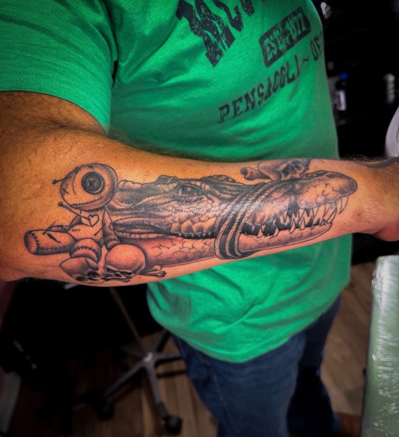 Tattoo by @aarondoestattoos — realism, black_and_grey