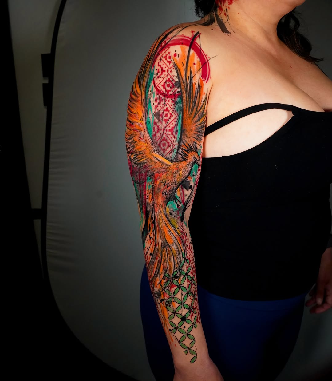 Tattoo by @supremedrone — watercolor, trash_polka