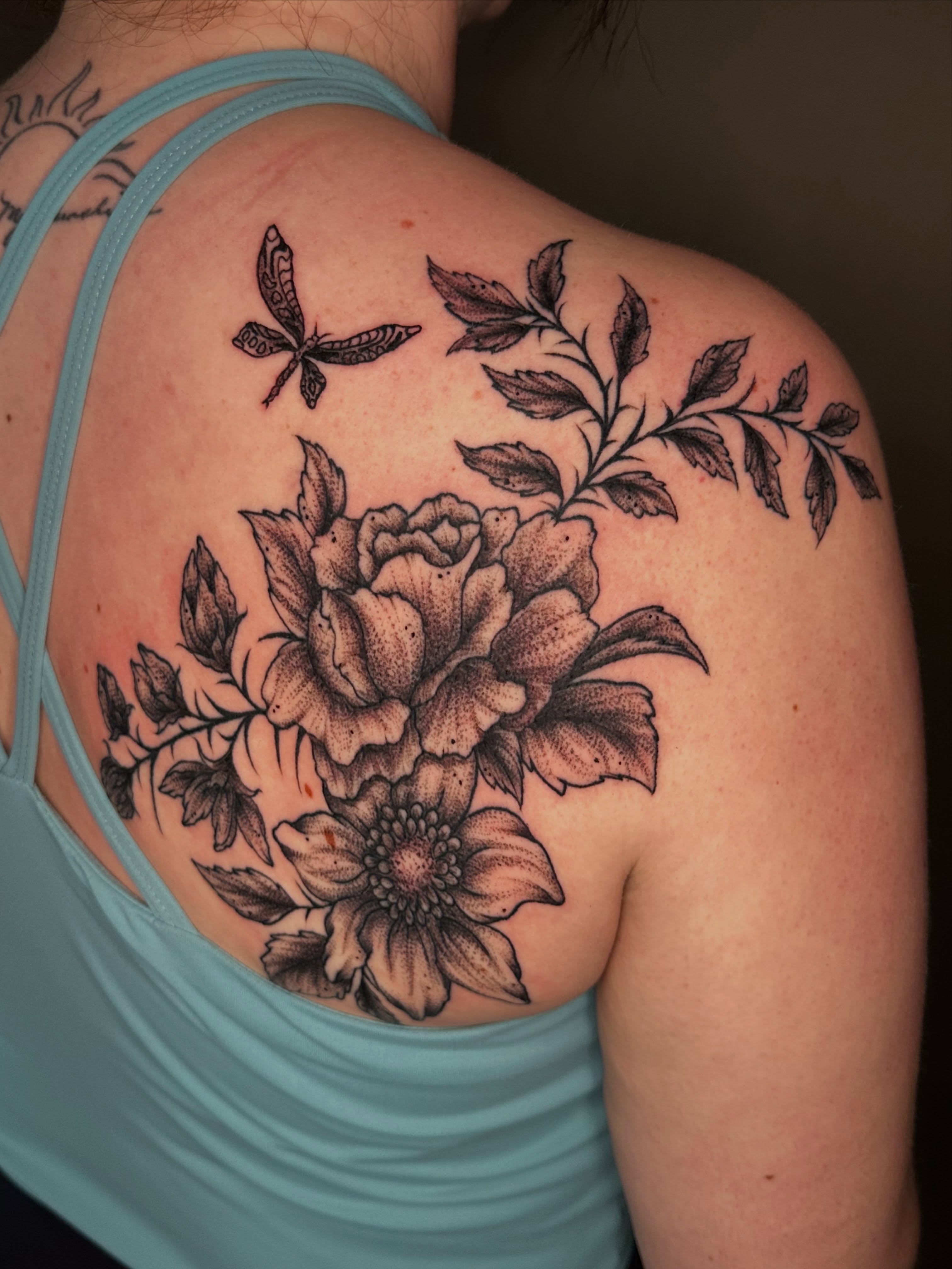 Tattoo by @ladyparaffin — dotwork, black_and_grey